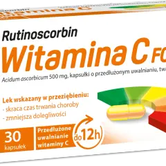 Opakowanie Rutinoscorbin Witamina C Forte, 30 kapsułek o przedłużonym uwalnianiu, wsparcie w przeziębieniu.