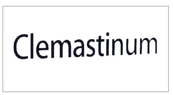 Napis "Clemastinum" czarnymi literami na białym tle.