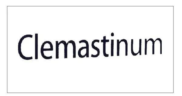 Napis "Clemastinum" czarnymi literami na białym tle.